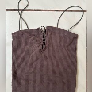 Brown Ribbed Camisole